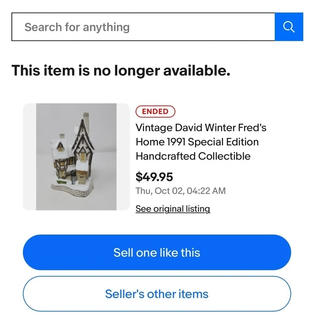 David Winter-Fred’s Home 1991 Special Edition Vintage Collectible Holiday EUC